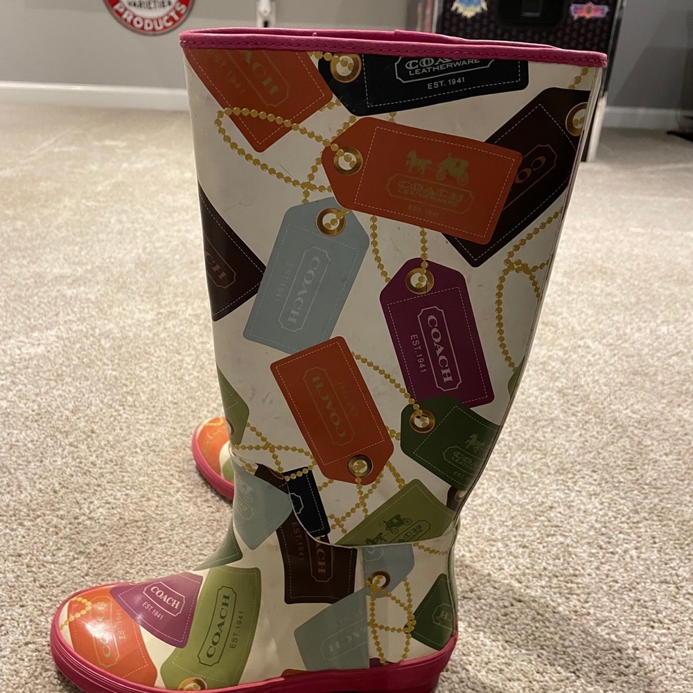 Coach rain boots luggage tag